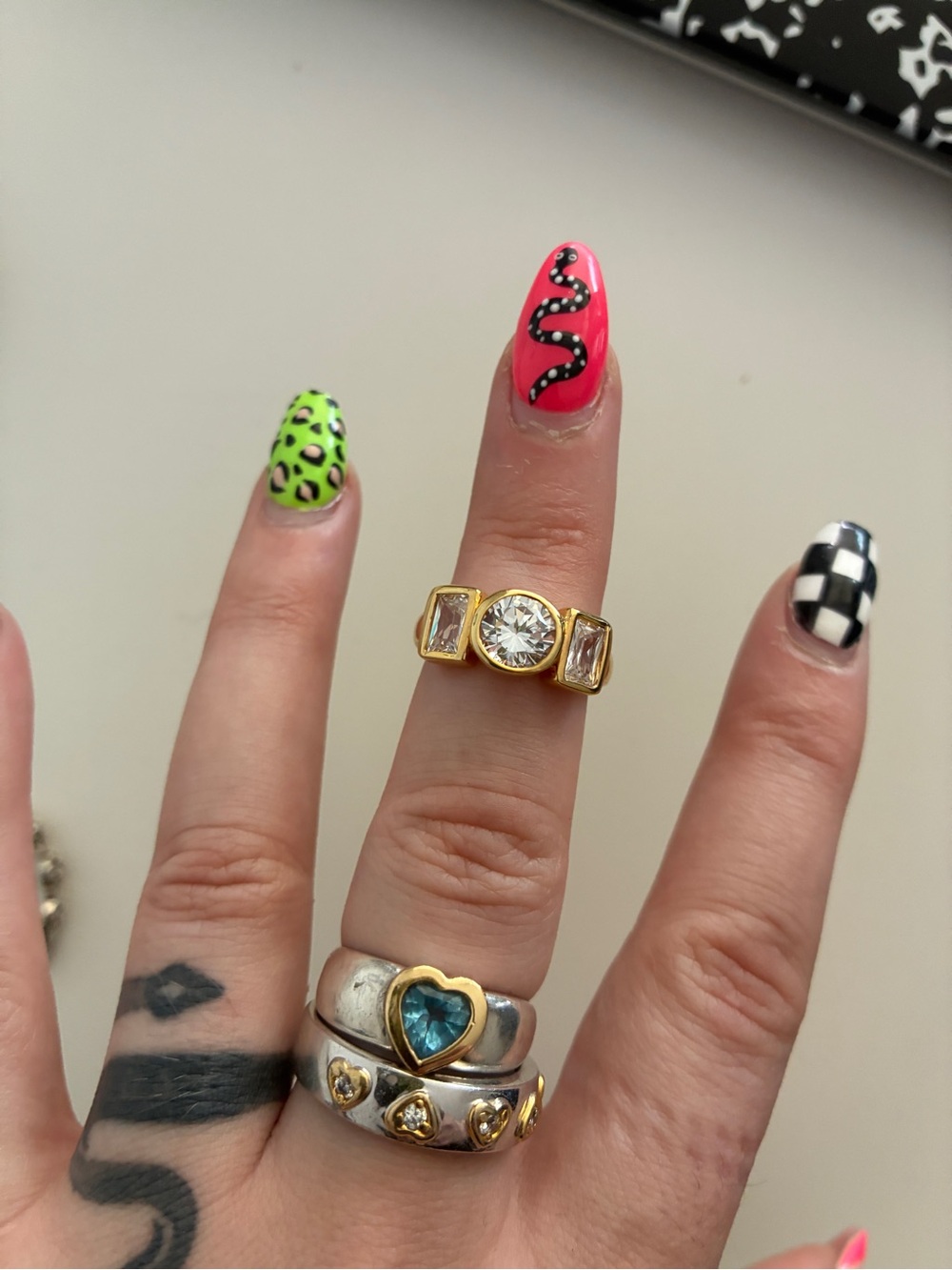 Vintage deadstock three-stone ring in 14KT Size 6